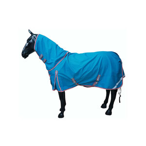 Blue Nylon Horse <b>Rug</b> With Neck Cover And Reflective Trim For All Weather Protection - Product Image 1