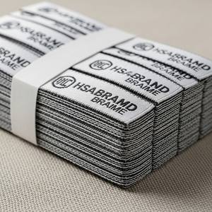 Étiquettes de vêtements personnalisées en polyester tissé blanc, étiquettes en tissu pour fabricants de vêtements, étiquettes de col à repasser, étiquettes de logo 3D en relief sur mesure - Product Image 4