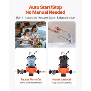 Pompa Acqua 12V DC per Camper 40 PSI Max 4 GPM (15.1 L/min) a 3 Camere a Membrana Autoadescante con Pressostato Automatico per Uso Marino - Product Image 3