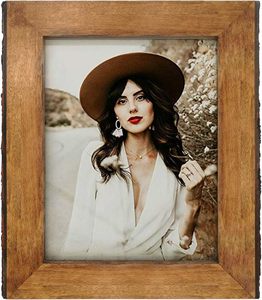 <b>Picture</b> <b>Frames</b> with Bark Edges, <b>Rustic</b> Wood Photo <b>Frame</b> for Tabletop or Wall Display, Natural Brown. - Product Image 1