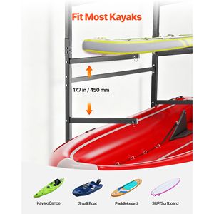 Rastrelliera per 4 kayak resistente, capacità 100 kg, autoportante per garage, capanno o molo, per interni ed esterni - Product Image 3