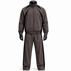 Wholesale Windbreaker Suit 2 Piece <b>Zipper</b> <b>Jacket</b> and Trouser 100% Nylon Custom Logo Oversized Windbreaker Tracksuit For Men - Product Image 2