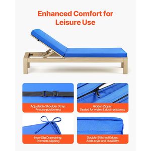 Cuscino Impermeabile e Resistente allo Sbiadimento 72 X 21 X 3 Pollici per Chaise Longue da Esterno, Ricambio per Sedie e Cuscini da Giardino - Product Image 5