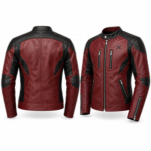 Chaqueta de Motociclista de Cuero Heritage Biker |   Borgoña Negro Azul Marrón |   Fabricante OEM ODM |   Calidad Premium | - Product Image 3