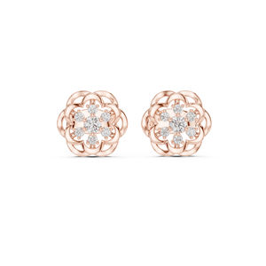 Boucles d'oreilles de fiançailles en or blanc 14 carats avec diamant rond cultivé en laboratoire pour femmes |   Nouveau diamant cultivé - Product Image 2