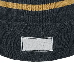 Bonnet unisexe rayé en tricot pour l'hiver 56-58CM, décontracté, en acrylique, avec revers, motif contrasté - Product Image 5