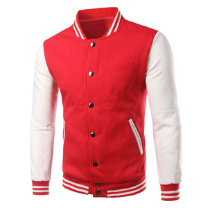 <b>Men's</b> Genuine <b>Leather</b> Varsity <b>Jacket</b> with V-Neck Collar Polyester/Cotton Lining Winter Ready Customizable - Product Image 1