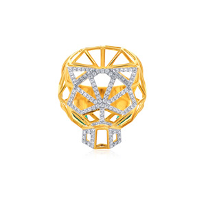 Designer Tiger Head <b>Ring</b> with Diamond Pavé and Green Gemstone Eyes Yellow Gold Animal Statement <b>Ring</b> Luxury Fine Jewelry <b>Man</b> - Product Image 3