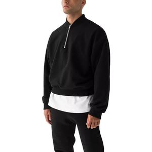 Sweat-shirt à capuche vintage gris foncé 360 g/m² avec fermeture éclair 1/4, coupe ample, chaud, pour homme, personnalisable - Product Image 6