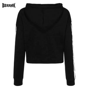 Sudadera corta con capucha para mujer, de manga larga, a rayas - Product Image 4