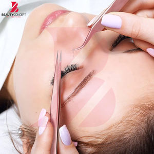 Pinzas para extensiones de pestañas color oro rosa, juego de 6 con punta de fibra, producto de acero inoxidable, pinzas para extensiones de pestañas - Product Image 3