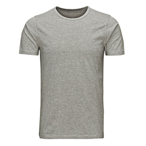 T-shirt gris à manches courtes pour homme, coupe classique, col rond, 100 % coton jersey tricoté, couleur unie, anti-plis, 320 g - Product Image 2