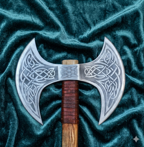 Hache Viking à double tête, Hache barbu en acier forgé à la main Hache Viking à double lame Cadeau pour lui, Cadeau de Noël. - Product Image 2