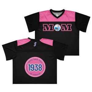 Maillot de football Mom Boxy surdimensionné en mesh respirant à manches courtes – Haut de sport pour les fans, idéal pour les jours de match - Product Image 1