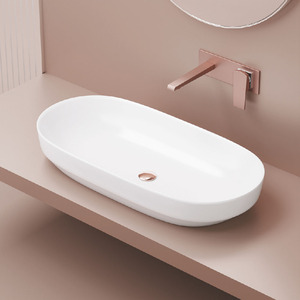 Oceno Square Ceramic Wall Mount Bathroom Sink with 5 Year Warranty Eco-Friendly Minimalist Design Gloss Finish Vanity <b>Top</b> - Product Image 4