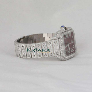 Montre en diamant Moissanite pour homme, fournisseur indien, montre-bracelet classique de luxe, mode, pour le bureau, les voyages et le quotidien - Product Image 3