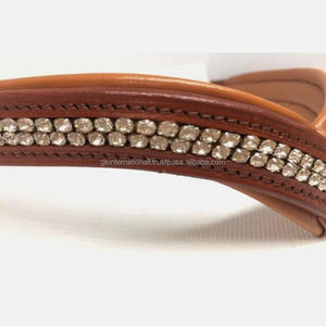 สายคาดผมประดับคริสตัลประกายระยิบระยับแบบมีสองแถวประดับด้วยหนังม้าเกรดพรีเมี่ยมสำหรับบังเหียน - Product Image 1