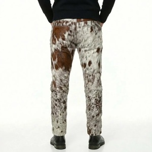 Pantalon en cuir de vachette véritable fait main pour homme, avec fourrure de vache, pour une mode western de luxe - Product Image 2