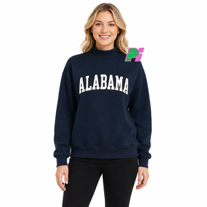 Pook International Women's Mock Neck <b>Sweatshirt</b>-Custom Applique & <b>Embroidery</b> 100% Cotton Eco-Friendly Streetwear Style - Product Image 1