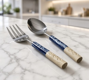 Cuillère et fourchette de service pour salade de qualité restaurant, ustensiles en acier inoxydable pour service buffet, hôtels, restauration et cuisine commerciale - Product Image 1