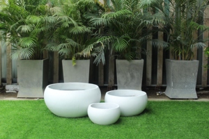 Ensemble de 3 pots à fleurs en béton blanc, jardinières minimalistes pour extérieur, balcon, patio, plantation décorative - Product Image 4