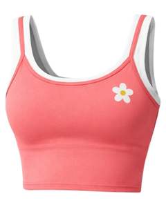 Ensemble crop top et mini-jupe corail personnalisé pour femme, soutien-gorge de sport sans manches, tenue de yoga, gym, été, décontractée, fitness, deux pièces - Product Image 2