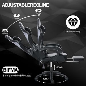 Adult Ergonomically Designed Electronic Gaming Chair with PU Leather Lounge Chair Footstool and Waist Support-Game Lounge Chair - Product Image 5