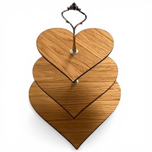 Heart Shape Wooden Three Tier Cake Stand Decorative Dessert Display Ideal For Wedding Birthday And Party Decor From India - Product Image 1