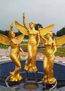 Nouvelle Fontaine aux Trois Grâces en Fibre de Verre Vision Grand |   Statue d'extérieur ailée de grande taille, finition dorée, résistante à la rouille, pour parcs - Product Image 2