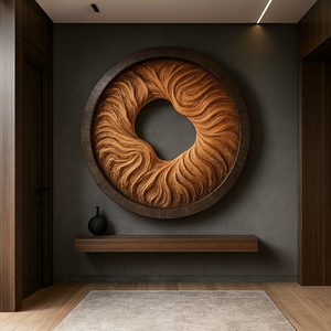 งานแกะสลักไม้ติดผนัง ศิลปะตกแต่งผนังแบบอาร์ตเดโค เป็นมิตรกับสิ่งแวดล้อม ของตกแต่งบ้านสำหรับพิธีขึ้นบ้านใหม่ ตกแต่งห้องนั่งเล่น ตกแต่งบ้านพักตากอากาศ - Product Image 5