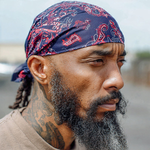 OEM Heat-Transfer Printed Silk Satin Durag <b>Head</b> <b>Wrap</b> for Men Casual Eco-Friendly Stretchable Durag Breathable All Seasons - Product Image 3