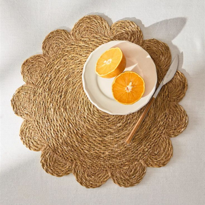 Boho Style Flower Woven Placemat Natural Water Hyacinth Table <b>Mat</b> Braided Straw Dinner <b>Plate</b> Coaster For Restaurant - Product Image 5