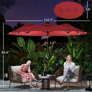Parasol de terrasse solaire rouge bordeaux pour cour extérieure - Product Image 6