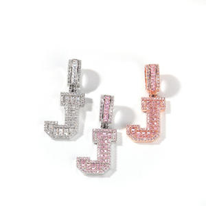 Dije de Letra de Lujo con Moissanita y Baño de Oro de 18K sobre Plata, Estilo Hip Hop, Diseño de Letra Inicial en Bloque, para Fiestas, Eventos y Uso Diario - Product Image 1