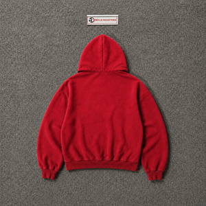 Sudadera con Capucha Roja de Estilo Urbano con Bordado de Dibujos Animados, Sudadera Holgada con Bolsillo Tipo Canguro, Sudadera Informal de Moda Urbana - Product Image 6