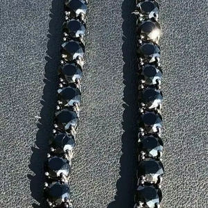 Cadenas de tenis de moissanita negra Cadenas de moissanita personalizadas de Plata de Ley 925 y joyería de Hip Hop - Product Image 1