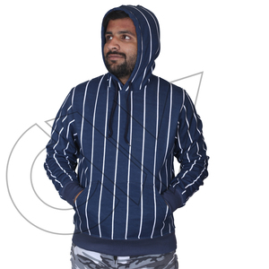 Sweat-shirt à capuche bleu marine uni pour homme 2026, coupe classique, en molleton tricoté polyester/coton, avec poche avant, hiver, écologique, séchage rapide - Product Image 4