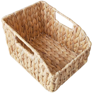 Paniers de rangement en jacinthe d'eau avec poignées intégrées, tissés à la main, organisateur naturel pour la décoration intérieure, le rangement du linge et la vente au détail - Product Image 3