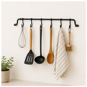 Factory Direct Wall Mounted Kitchen Utensil Rail Matte <b>Black</b> Iron Pot & Pan Hanging Rack Space-Saving Organizer for Kitchens - Product Image 2