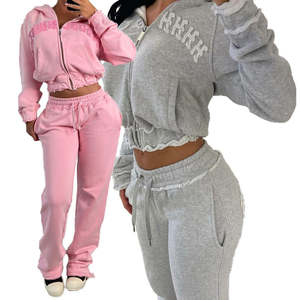 Conjunto de Sudadera con Capucha y Pantalones Deportivos Casuales Unisex con Logotipo Personalizado OEM, 100% Algodón, Cierre de Cremallera, Lavado Ácido Vintage, Ecológico - Product Image 1