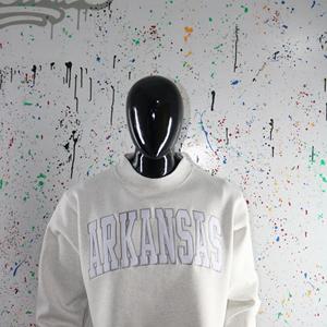 Sweat-shirt à col montant gris cendré ARKANSAS, 100% coton, avec broderie appliquée blanche, col large, URBAN PRODUCTIONS - Product Image 5