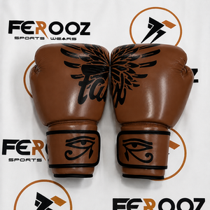 Guantes de Boxeo Fairtex de Piel de Vacuno Genuina, Diseño Nuevo, Color Marrón, para Muay Thai, Profesionales, con Correa, para Artes Marciales - Product Image 1