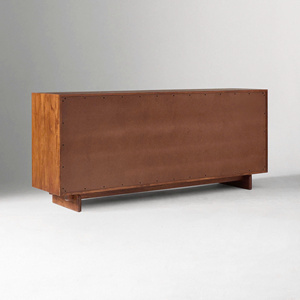Commode large et basse en noyer massif, style Mid-Century Modern, à 9 tiroirs avec poignées encastrées - Product Image 6