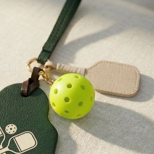 JR Brand Custom Logo Soft Pickleball Bag Charm PU <b>Leather</b> <b>Keychain</b> Silk Screen Printed Cute Style Sports Promotional Gift - Product Image 4