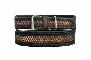 Collar de Cuero para Perro Hecho a Mano con Diseño Geométrico y Cierre de Hebilla, Duradero para Uso en Todas las Estaciones |   Estilo Clásico - Product Image 2