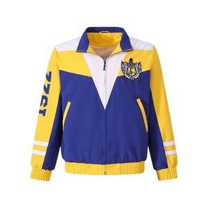 Chaqueta Cortavientos Sigma Gamma Rho Azul y Dorado con Cierre Completo, Chaqueta Técnica Ligera, Ropa Deportiva para Exteriores, Prenda Exterior Informal con Cierre - Product Image 3