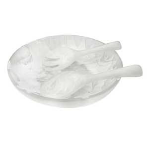Bol de service élégant en résine de couleur blanche avec ensemble de cuillères pour une décoration de table haut de gamme - Product Image 1