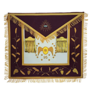 Perfect beautiful Masonic Regalia Apron Set Hand Embroidered <b>Sew</b>-On Fabric Badges Degree 95th - Product Image 2
