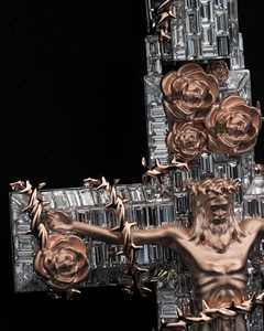 Colgante de Cruz Personalizado Chapado en Oro Rosa de 18K, Plata de Ley 925 con Moissanita VVS, Joyería Hiphop para Fiestas - Product Image 4