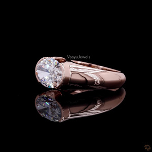 Anillo de compromiso solitario con diamante cultivado en laboratorio de corte ovalado de lujo certificado por IGI, plata 935 925, oro de 10K 14K 18K - Product Image 3
